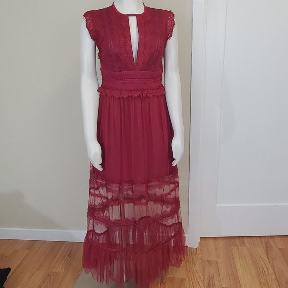 Three Floor Dresses & Skirts - Three Floor Lace illusion Stunning Maxi tiered dress Cottagecore Prairie Boho 8